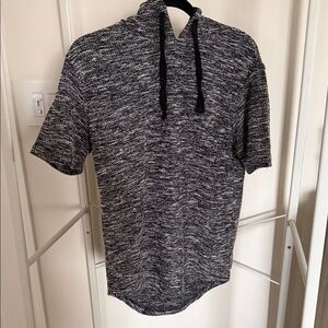 Carbon Black and Gray Short Sleeve Hoodie